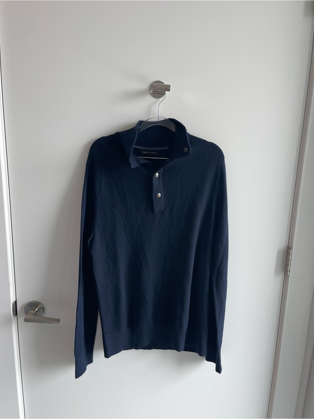 Banana Republic Dark Navy Button-Front Knit Pullover